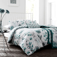 Ink Floral Teal Quilt Cover Set King