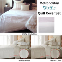Metropolitan Waffle Quilt Cover Set Pink - QUEEN