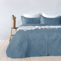Bambury Paisley Embossed Blue Coverlet Set Queen/King