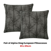 Bianca Pair of Alpine Stag Taupe European Pillowcases