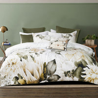 Bianca Giselle White Cotton Sateen Quilt Cover Set Double