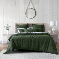 Bianca Sussex Forest Green Cotton Waffle Quilt Cover Set Super King