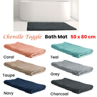 Chenille Toggle Bath Mat 50 x 80cm Grey