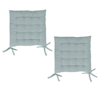 Set of 2 Chair Pads with Ties 40 x 40 cm Silver Blue