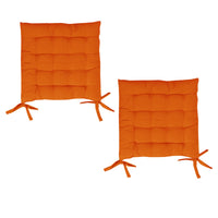 Set of 2 Chair Pads with Ties 40 x 40 cm Orange