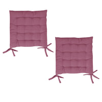 Set of 2 Chair Pads with Ties 40 x 40 cm Dusty Pink