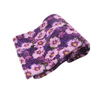 190GSM Fashion Printed Ultra Soft Coral Fleece Throw 127 x 152cm Floral Purple