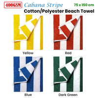 400GSM Cabana Stripe Cotton Polyester Beach Towel Dark Green