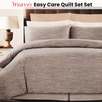 Weaves Coffee Easy Care Quilt Cover Set Double