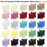 Pair of Polyester Cotton European Pillowcases Moss