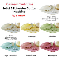 Set of 6 Damask Embossed Polyester Cotton Napkins Mauveglow 40 x 40cm