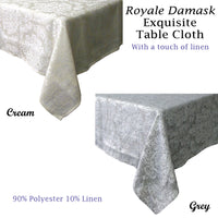 Royale Damask Table Cloth Cream 160 x 270 cm