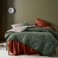 Accessorize Lisa Green Washed Cotton Printed 3 Piece Comforter Set King