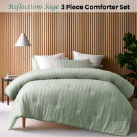 Vintage Design Homewares Reflections Sage 3 Piece Comforter Set King