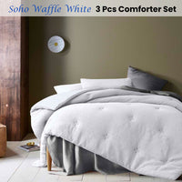 Accessorize Soho Waffle White 3 Piece Comforter Set Queen