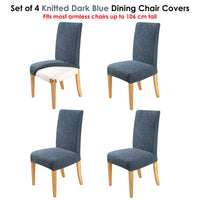Home Innovations Set of 4 Easy Fit Stretch Dining Chair Covers Knitted - Dark Blue