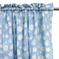 Pair of Polyester Cotton Rod Pocket Blue Flower Curtains
