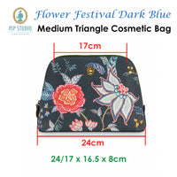 PIP Studio Flower Festival Dark Blue Medium Triangle Cosmetic Bag