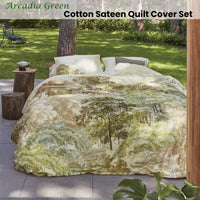 Bedding House Arcadia Green Cotton Sateen Quilt Cover Set King