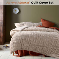 Accessorize Aurora Natural Cotton Quilt Cover Set Queen
