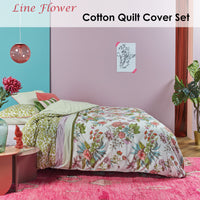 Oilily Line Flower Cotton Sateen Quilt Cover Set Queen