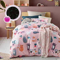 Happy Kids Miaow Glow in the Dark Quilt Cover Set Double