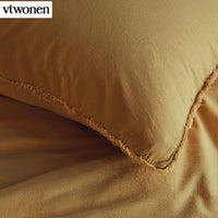VTWonen Natural Stone Fraying Yellow Quilt Cover Set Queen