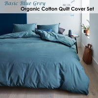 Bedding House Organic Cotton Basic Blue Grey Quilt Cover Set King