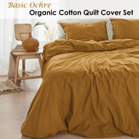 Bedding House Organic Cotton Basic Ochre Quilt Cover Set Queen