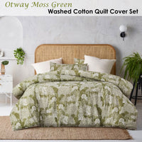 Accessorize Betty Otway Moss Green Washed Cotton Printed Quilt Cover Set Double