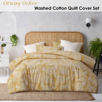 Accessorize Betty Otway Ochre Washed Cotton Printed Quilt Cover Set King