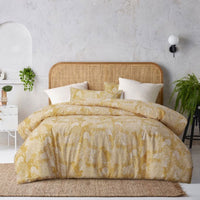 Accessorize Betty Otway Ochre Washed Cotton Printed Quilt Cover Set Super King