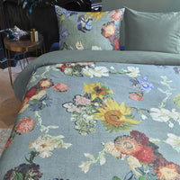 Bedding House Van Gogh Partout des Fleurs Green Cotton Sateen Quilt Cover Set Queen