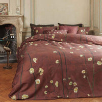 Bedding House Van Gogh Plum Blossoms Red Cotton Sateen Quilt Cover Set King