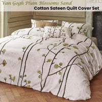Bedding House Van Gogh Plum Blossoms Sand Cotton Sateen Quilt Cover Set Queen