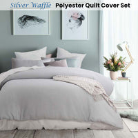 Accessorize Silver Waffle Polyester Quilt Cover Set Single