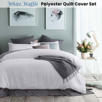 Accessorize White Waffle Polyester Quilt Cover Set Queen