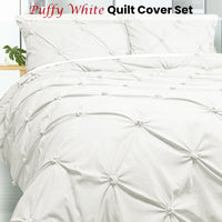 Bloomington Puffy Quilt Cover Set White DOUBLE