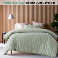 Vintage Design Homewares Reflections Sage Cotton Quilt Cover Set Double