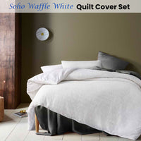 Accessorize Soho Waffle White Quilt Cover Set King