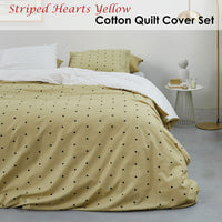 VTWonen Striped Hearts Yellow Cotton Quilt Cover Set Queen