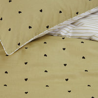 VTWonen Striped Hearts Yellow Cotton Quilt Cover Set Queen