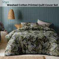 Accessorize Styx Washed Cotton Printed Quilt Cover Set King