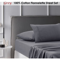 Accessorize Cotton Flannelette Sheet Set Grey Queen