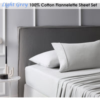 Accessorize Cotton Flannelette Sheet Set Light Grey Single