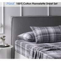 Accessorize Cotton Flannelette Sheet Set Plaid Single