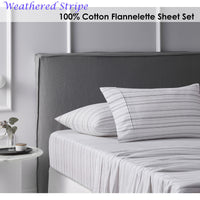 Accessorize Cotton Flannelette Sheet Set Weathered Stripe - Single