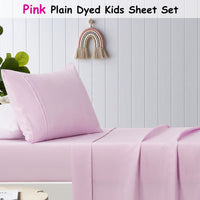 Happy Kids Pink Plain Dyed Microfibre Sheet Set Single