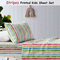 Happy Kids Multi Stripes Printed Microfibre Sheet Set Double