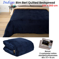 J Elliot Home Indigo King Bim Beri Quilted Bedspread with bonus standard pillowcases